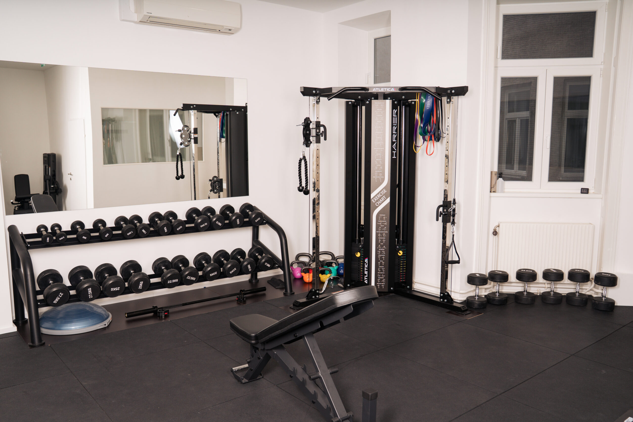 Ansicht unseres Trainingsraums zur physiotherapeutischen Behandlung in der Praxis 1030 Wien Landstraße